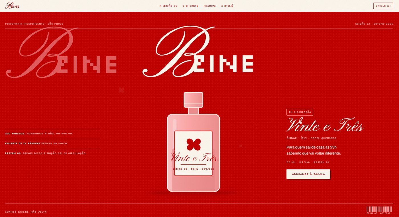 Página inicial da Bzine, perfumaria independente de São Paulo